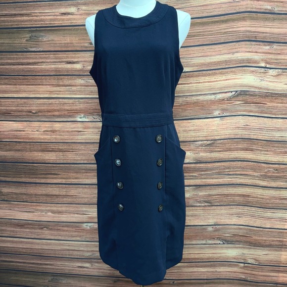 Banana Republic Dresses & Skirts - Banana Republic Utility Sheath Dress Womens 8 Navy Sleeveless Button Pocket